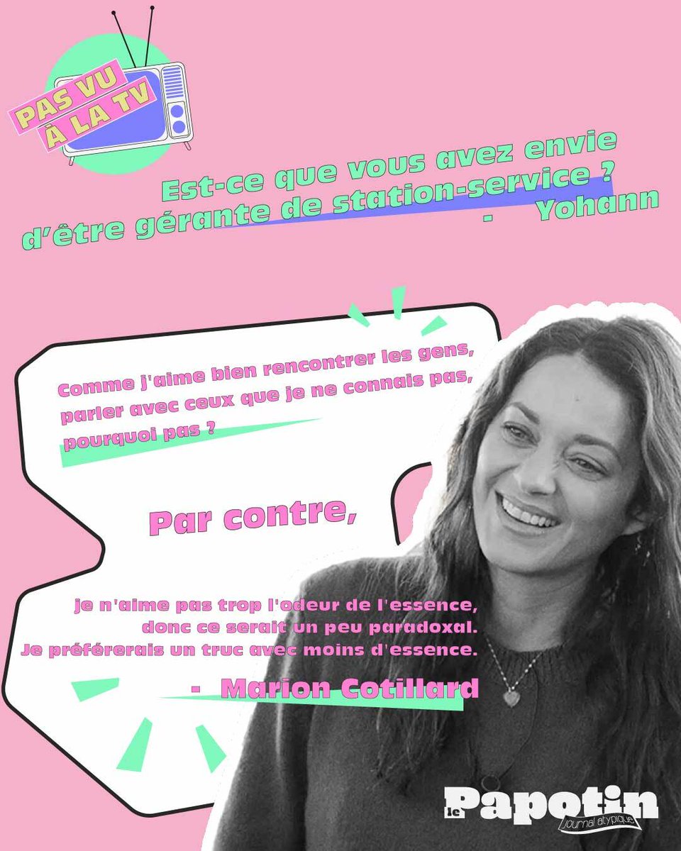 Marion Cotillard a de nouvelles perspectives de carrière !
Dans le nouveau numéro du Papotin, découvrez en exclusivité des passages qui n'ont pas été sélectionnés dans l'émission 👀

#LePapotin