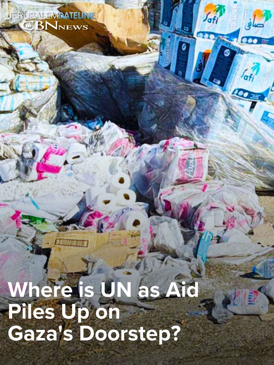 JlemDateline's tweet image. To push back against growing international criticism over# humanitarian conditions in Gaza, Israel’s military gave CBN News a tour of the Gaza side of the Kerem Shalom crossing, where officials showed aid totaling a week's worth of #food for everyone in Gaza – all awaiting…