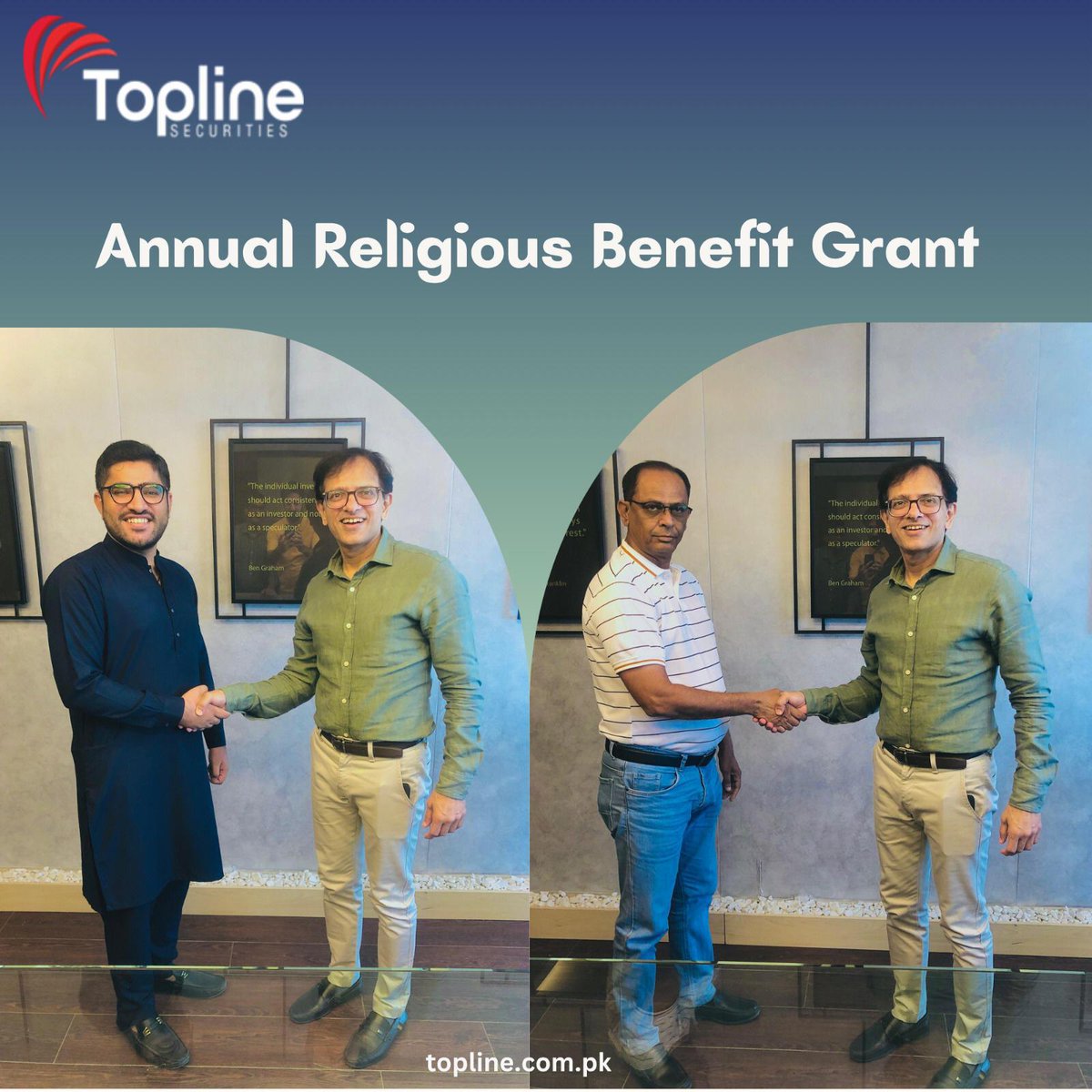 Big cheers to Mr. Mohammad Yaqoob and Mr. Shankar Talreja on receiving this year’s Annual Religious Benefit Grant. Wishing both recipients a meaningful and fulfilling experience ahead. 

#ReligiousBenefit #ToplineEmployee #AnnualGrant #LuckyDraw