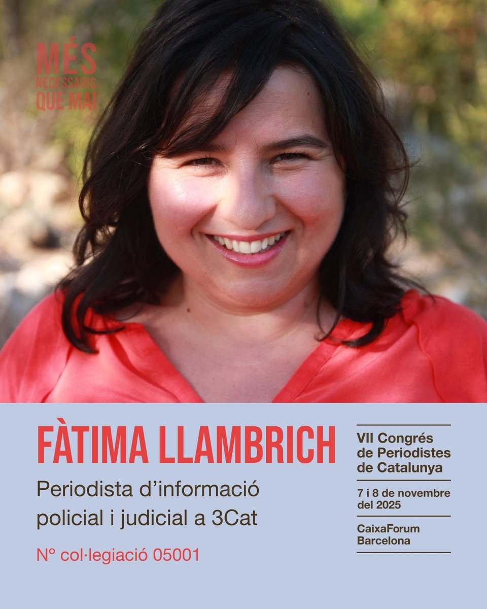 🚀Coneix els i les participants del #VIICongresPeriodistes!

✅Alfonso Vara (<a href="/alfvara/">Alfonso Vara Miguel</a>)
✅Cristina Puig (<a href="/Cris_Puig/">Cris Puig</a>)
✅Èlia Borràs (<a href="/eliaborras/">Èlia Borràs</a>)
✅Fàtima Llambrich (<a href="/fatimallambrich/">Fàtima Llambrich</a>)

Veus diverses per debatre sobre els grans reptes!
congresperiodistes.cat/participants/