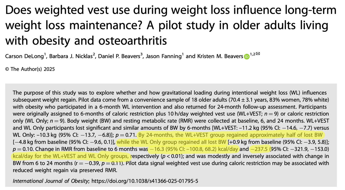 A weighted vest while dieting improves weight loss and metabolism.