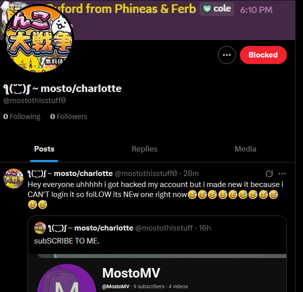 mostothisstuff's tweet image. Ok so I Am Being impersonated on this website . I do not know what this person will do but im afraid of them posting Gross Shit so please block them