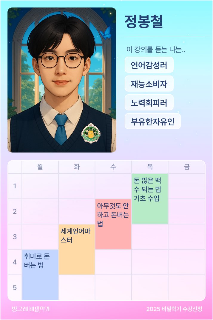 hackingkill4's tweet image. #빙그레비밀학기 #2025비밀학기수강신청 @binggraekorea