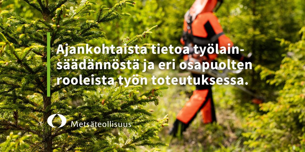 Ajankohtaista tietoa metsäalan toimijoille työlainsäädännöstä ja eri osapuolten rooleista työn toteutuksessa. Olemme laatineet yhdessä Työturvallisuuskeskuksen johtaman metsäalan työalatoimikunnan kanssa vastuullisen toiminnan oppaat työnantajille, työn tilaajille ja