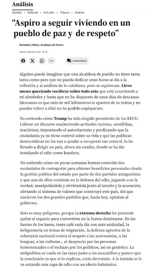 psoe_olvera's tweet image. “Aspiro a seguir viviendo en un pueblo de paz y de respeto”
Remedios Palma, alcaldesa de Olvera.