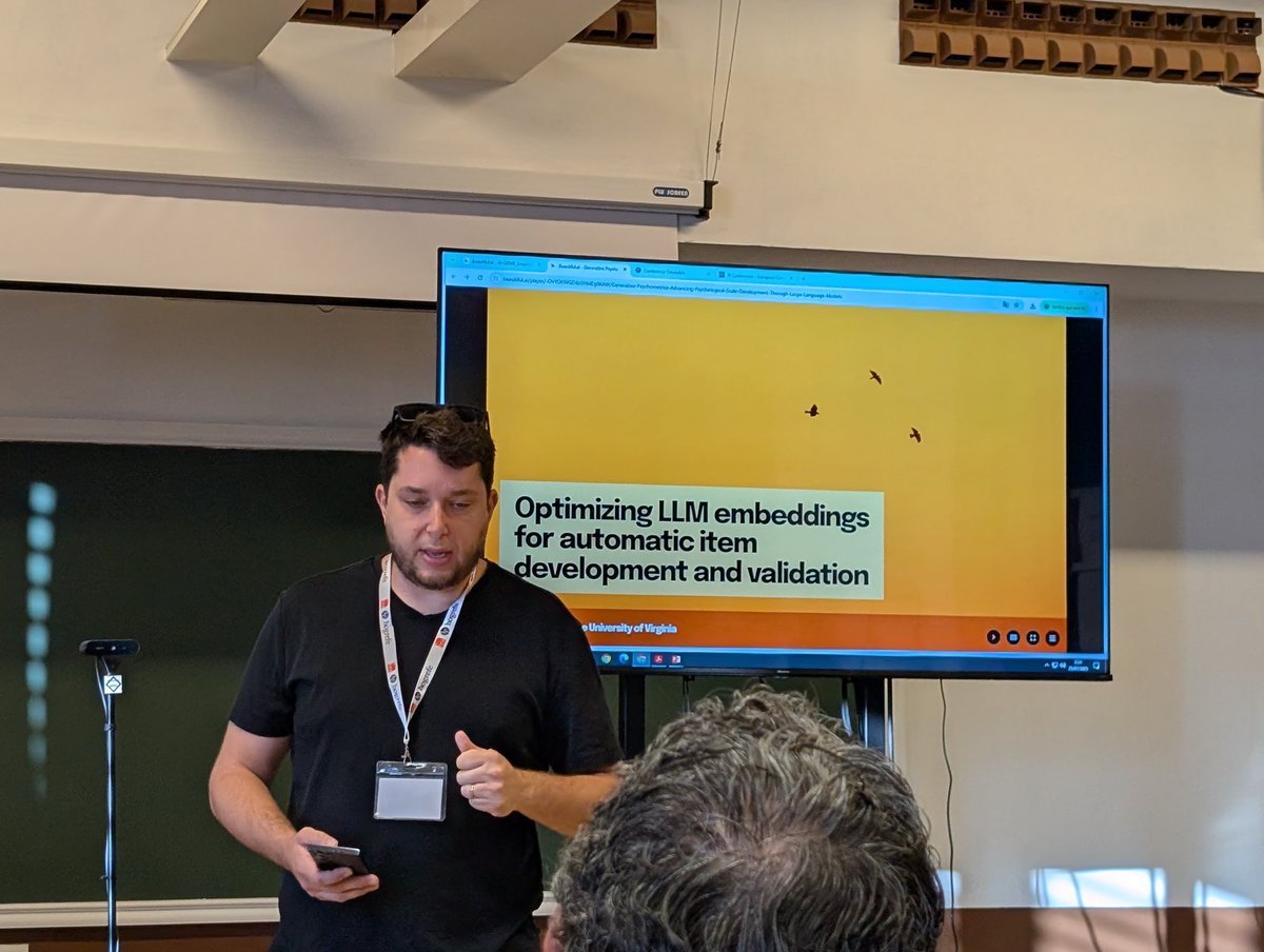 GolinoHudson's tweet image. Symposium led by @MigSorrel on bridging Psychometrics and AI, with @diegoiglesias_ ! Very cool new work, and possible collaborations in sight!