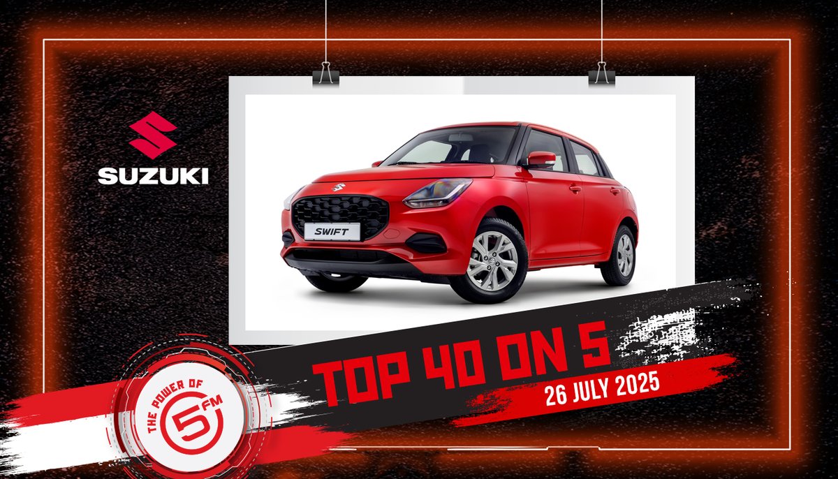 5FM's tweet image. It's time to lock in for the biggest music show in Southa, #Top40on5 with @HarrisonMkhize_ and @Suzuki_ZA 🔥Tune in at 10am-2pm 🤟🏽