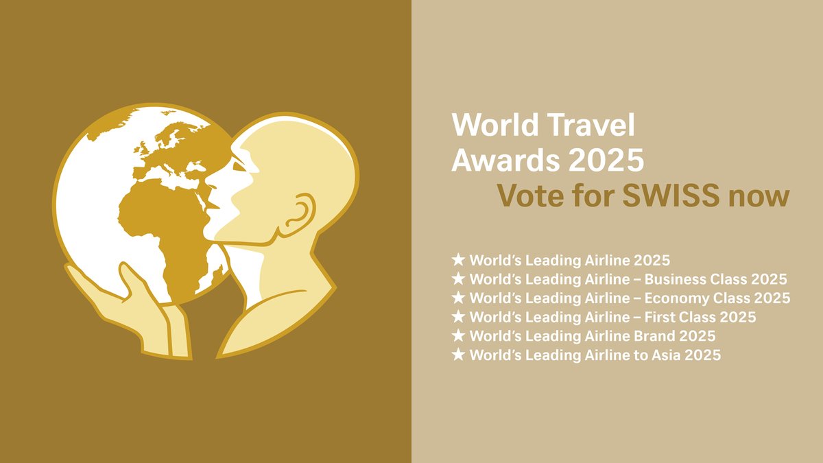 FlySWISS's tweet image. We are delighted to be nominated in six categories at this year&apos;s prestigious World Travel Awards 2025.
This recognition inspires us to keep delivering excellence in the skies.🤩✈️
We&apos;d highly appreciate your support. Vote until 7 September here: bit.ly/3TZouuL
#flyswiss