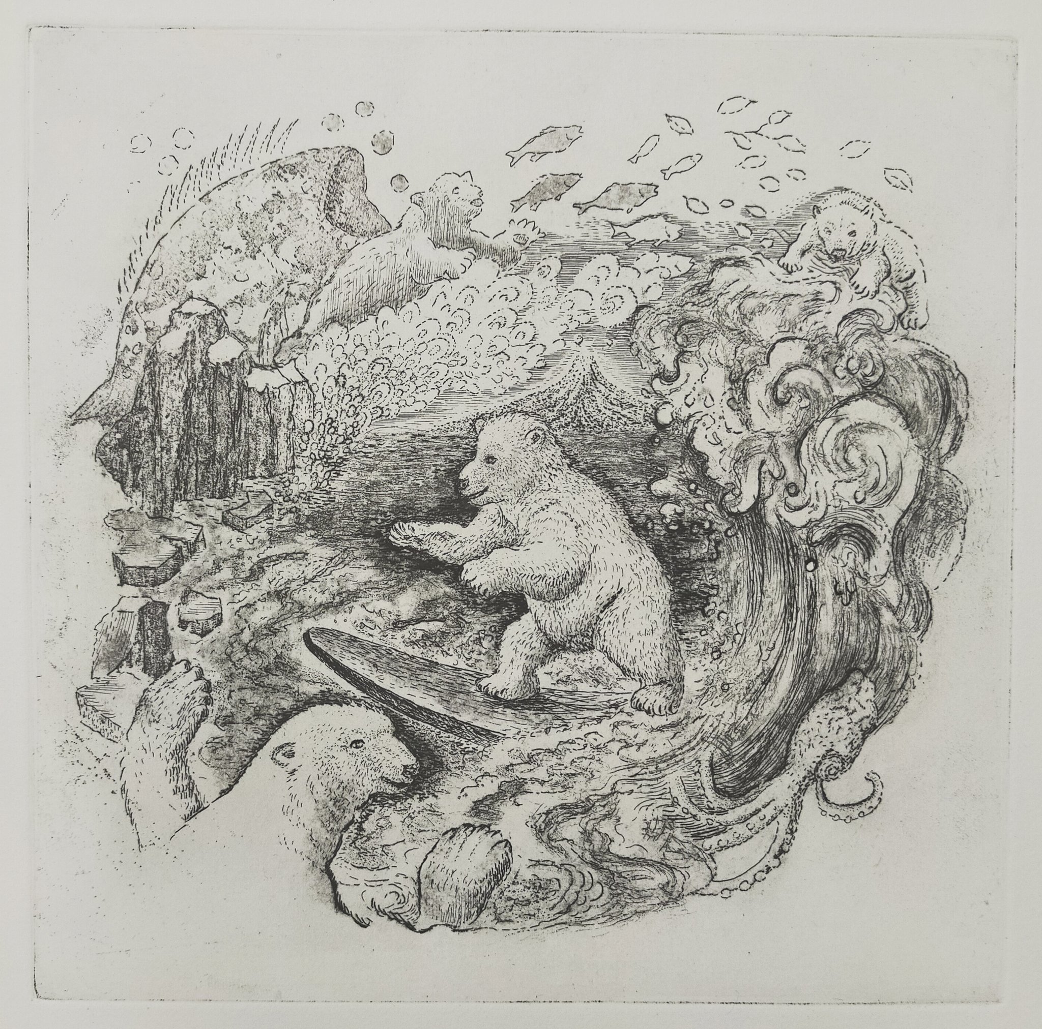 お値下げ不可　今年ラス2❕️手作り額付き銅版画応用絵画　「風天のニャンコ」 お値下げ不可 今年ラス2❕️手作り額付き銅版画応用絵画 「風天