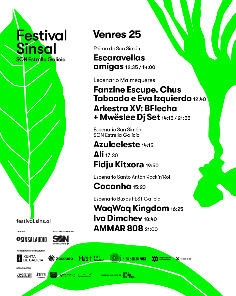 Inauguramos #Sinsal2025 <a href="/SON_EG/">SON Estrella Galicia</a> ⛴️✨🌿 Primeira travesía cara á illa de San Simón e un cartel que coma sempre convida a mergullarse en novas sonoridades.

Aquí tedes o cartel do día!

#FestivalSinsal #Sinsal2025 #Xacobeo #FestGalicia #RiasBaixasFest
