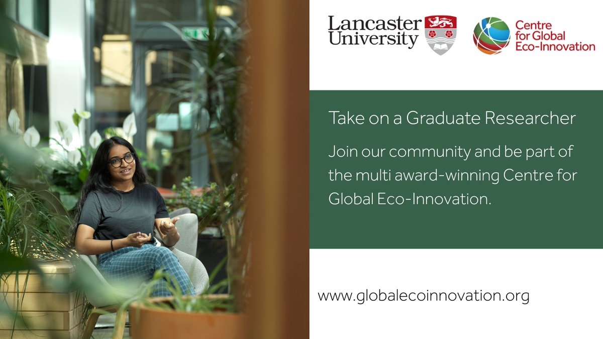 Lancaster University Sci-Tech Business (@luscitechbiz) on Twitter photo Join our community <a href="/LancsUniSciTech/">Science & Technology at Lancaster</a> & <a href="/CGEInnovation/">Centre for Global Eco-Innovation</a> - take on a graduate researcher and be part of the multi award-winning Centre for Global Eco-Innovation. 🌍 Read more here: bit.ly/cgemaop #collaboration #scienceandtechnology #talent #sustainability Join our community <a href="/LancsUniSciTech/">Science & Technology at Lancaster</a> & <a href="/CGEInnovation/">Centre for Global Eco-Innovation</a> - take on a graduate researcher and be part of the multi award-winning Centre for Global Eco-Innovation. 🌍 Read more here: bit.ly/cgemaop #collaboration #scienceandtechnology #talent #sustainability