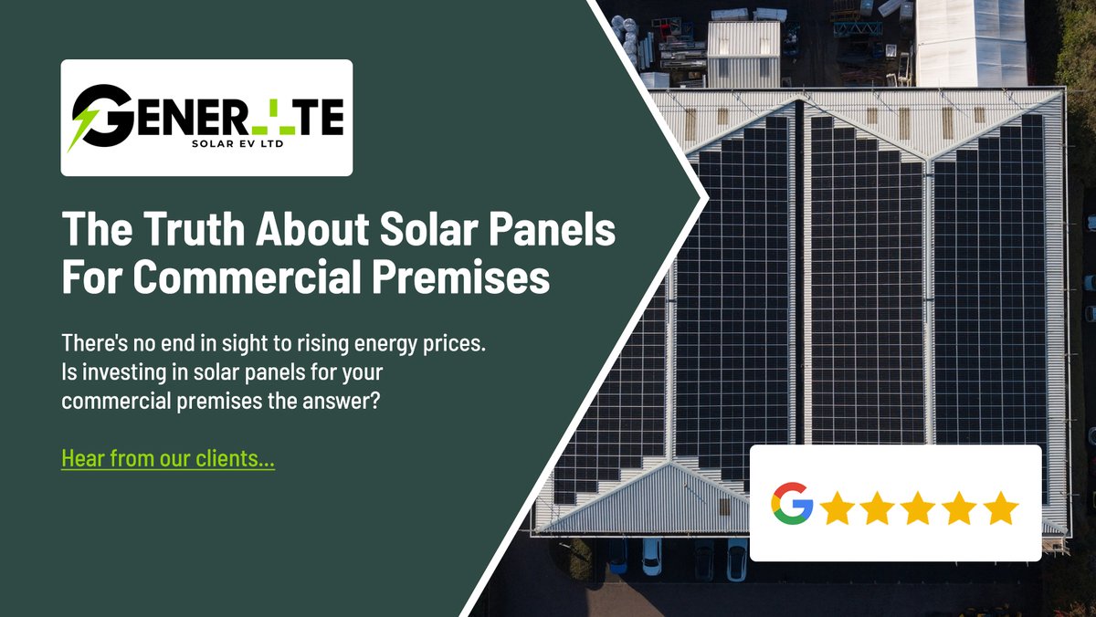 GenerateSolarEV's tweet image. The Truth About Solar Panels For Commercial Premises. As of Mid 2025 there's no end in sight to rising energy prices - is investing in solar panels for your commercial premises the answer? generate-solarev.co.uk/the-truth-abou…