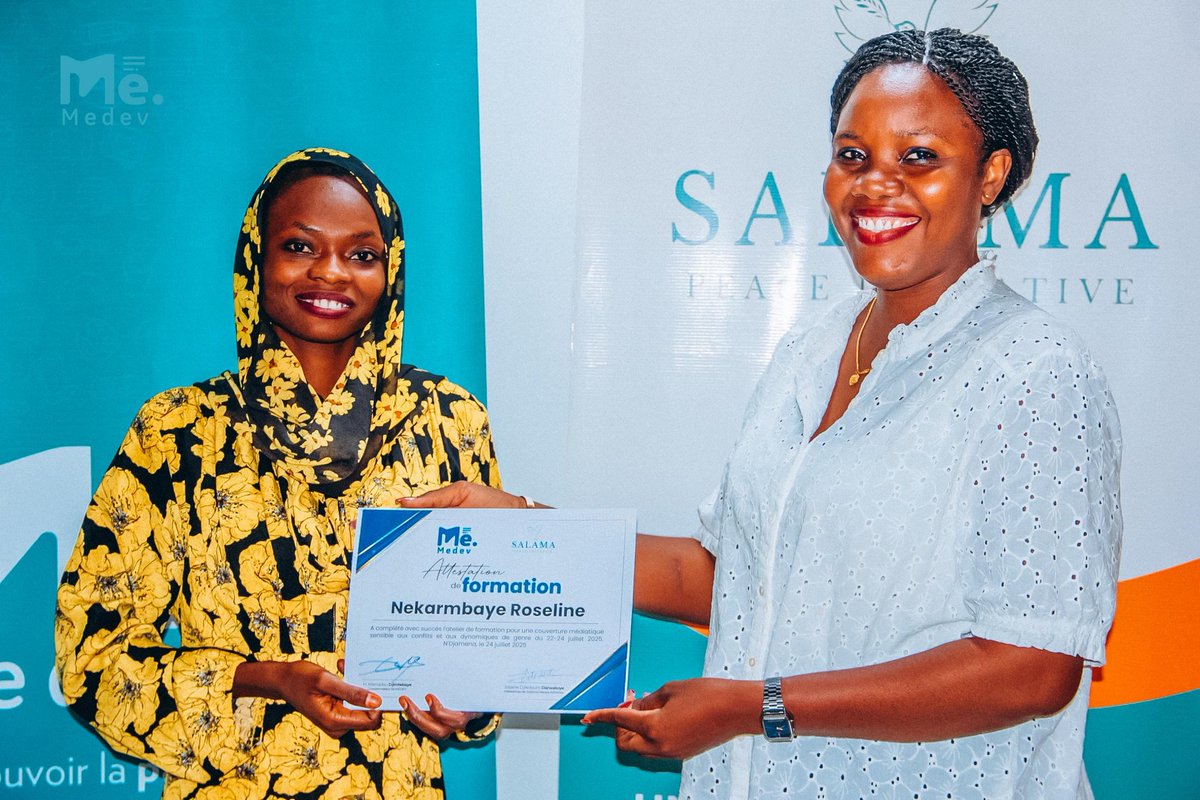 🎓 Clap de fin 👏
Clôture officielle de la formation sur les conflits, le genre &amp; les médias avec remise des certificats aux participant·e·s !
Un grand merci aux intervenants &amp; à tous les apprenants 🙌
#MEDEV #Paix #Genre #Formation #Tchad #Journalisme
<a href="/SPInitiative/">Salama Peace Initiative</a> <a href="/JosianeDarwa/">Josiane Djikoloum Darwatoye</a>