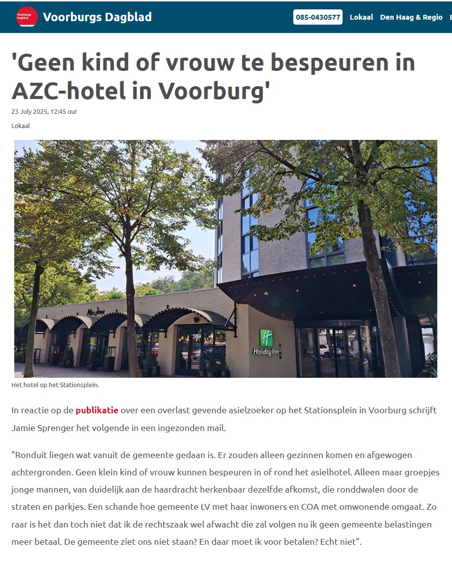 Dit verwacht je niet....

'Geen kind of vrouw te bespeuren in AZC-hotel in Voorburg'

voorburgsdagblad.nl/lokaal/geen-ki…