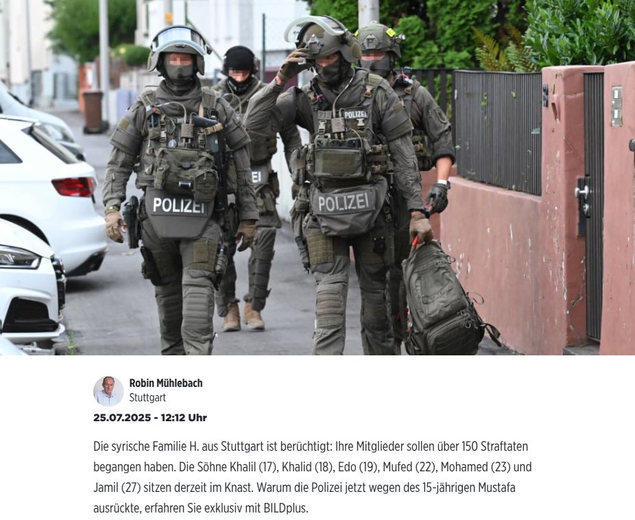 sbalcerac's tweet image. Kolorowe Niemcy! #Stuttgart. Syryjska rodzina H. cieszy się złą sławą: jej członkowie popełnili ponad 150 przestępstw. Khalil (17), Khalid (18), Edo (19), Mufed (22), Mohamed (23) i Jamil (27) siedzą w więzieniu. Teraz jednostki specjalne policji przyszły po 15-letniego Mustafę.