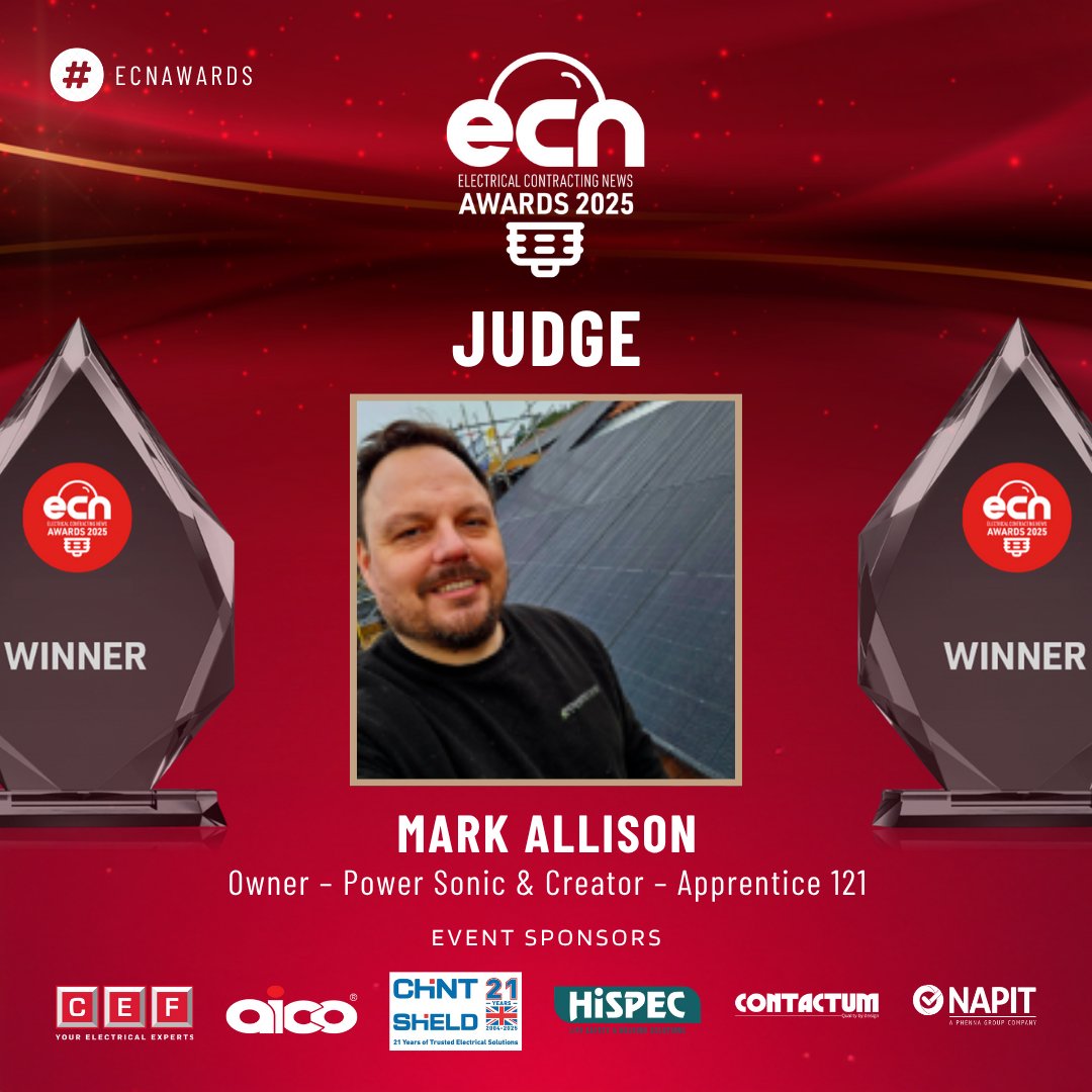 ElecConNews's tweet image. 🏆 Meet the judges for the ECN Awards 2025! 🏆 

Mark Allison is the owner of Power Sonic Ltd.

Find out more about all of our judges here 👉 lnkd.in/g-8Y5r78 

📅 27 November 2025 
🏪 Heart of England Conference and Events Centre, Coventry 
🌐 lnkd.in/g3W784HW