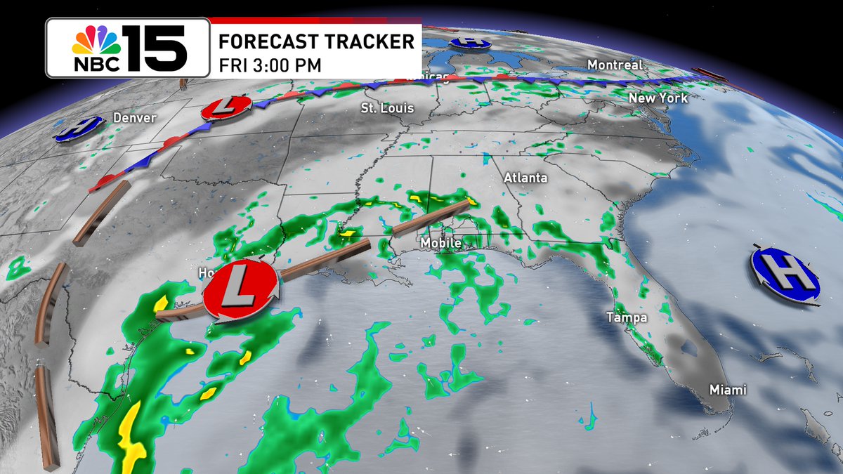 Kelly_WPMI's tweet image. #TGIF everybody! Scattered showers & storms will be around 🌧☔with about a 2/3 chance wet weather finds you. Some storms will be capable of heavy rain. The NBC 15 area is under a marginal excessive rainfall risk that could lead to flash flooding @mynbc15 mynbc15.com/weather