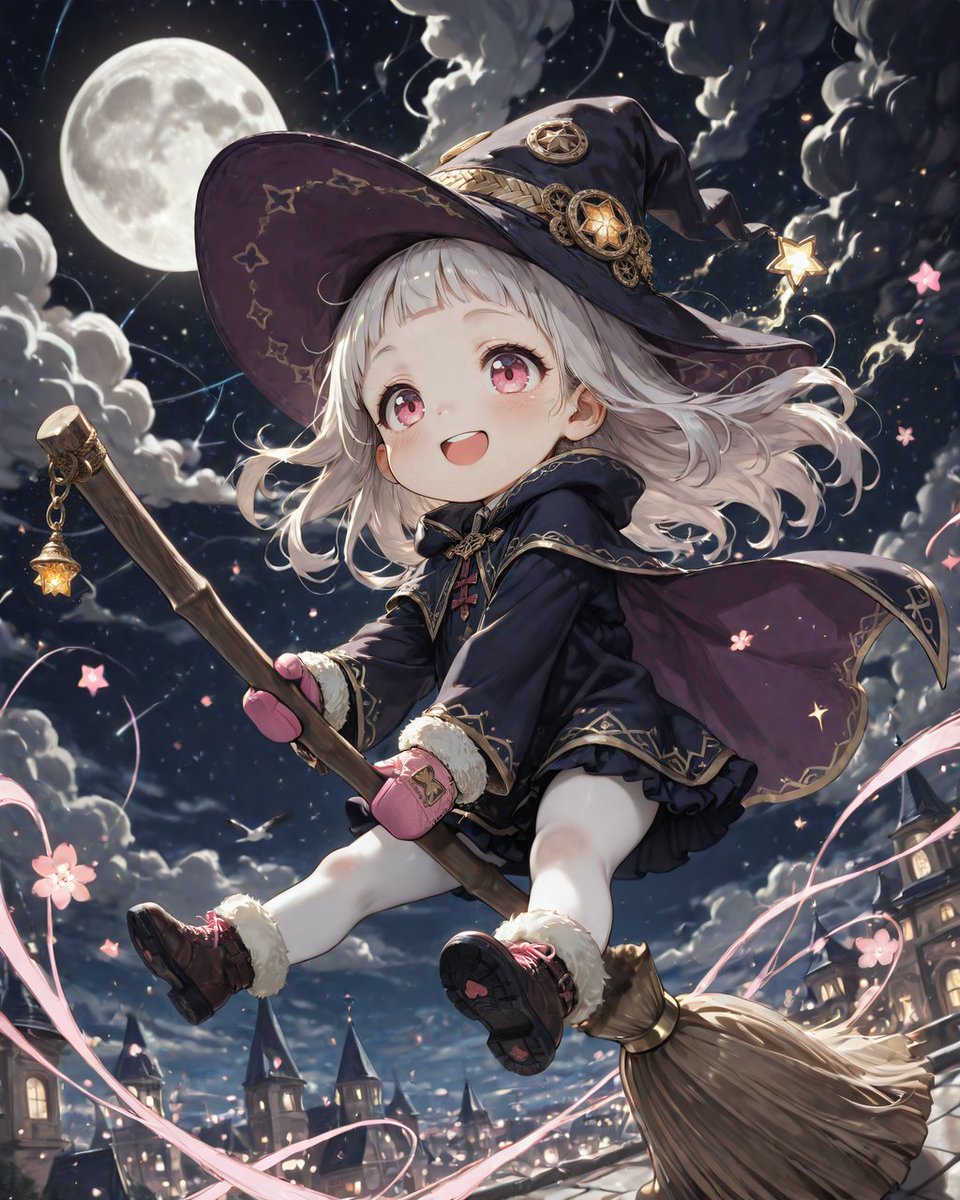 NUEnoSORA's tweet image. ただの ほうき じゃ ないような きがしてたけど...
よる だし テンション あがってるんじゃない？
あんまり とおく には いかないようにね
魔女の服 魔法のほうき
#AIイラスト #AIart #AIillustration