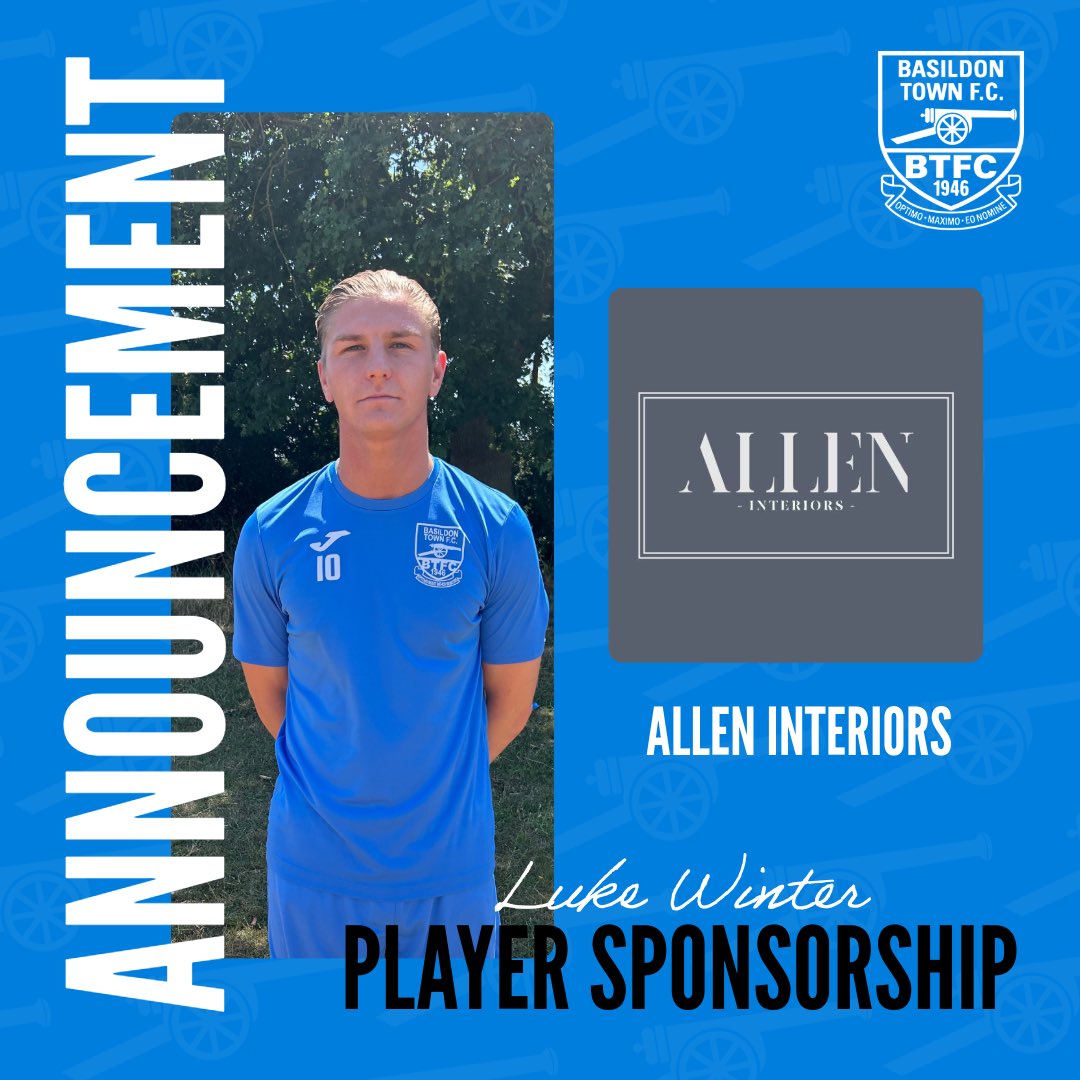 BasTownFC's tweet image. Thank you Allen Interiors for sponsoring Luke Winter for the 25/26 season!🔵