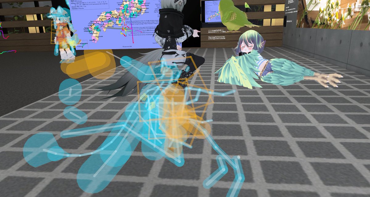 nHaruka_vrc's tweet image. PhysboneというかAvatarDynamicsがクラッシュしたのか、オーバーレイが固まってるし、VRChatクライアント再起動しないと治らない。。