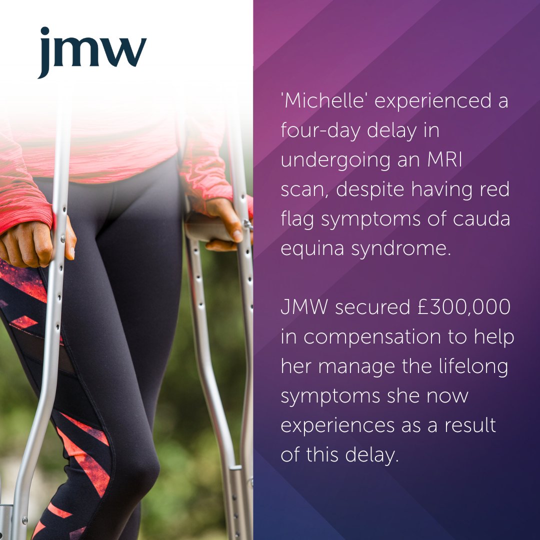 JMW Clin Neg (@clinnegspeak) on Twitter photo JMW secured a settlement for āMichelleā who waited four days for an MRI, despite clear signs of cauda equina syndrome.
'Michelle' now lives with permanent nerve damage. With support from <a href="/KatieNolanJMW/">Katie Nolan</a>, she secured £300,000 to support her recovery:
jmw.co.uk/success-storie⦠JMW secured a settlement for āMichelleā who waited four days for an MRI, despite clear signs of cauda equina syndrome.
'Michelle' now lives with permanent nerve damage. With support from <a href="/KatieNolanJMW/">Katie Nolan</a>, she secured £300,000 to support her recovery:
jmw.co.uk/success-storieā¦