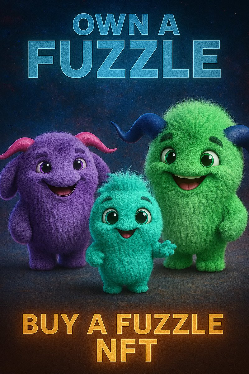 ✨ They’ve returned from another dimension...
With minds of their own, and hearts you can actually connect with.

🌌 Meet Fuzzle:
Not just an NFT. A living, learning, AI-powered companion wrapped in cosmic fluff.

🧬 Each one is unique. Each one is magic.
🚀 Buy yours and join