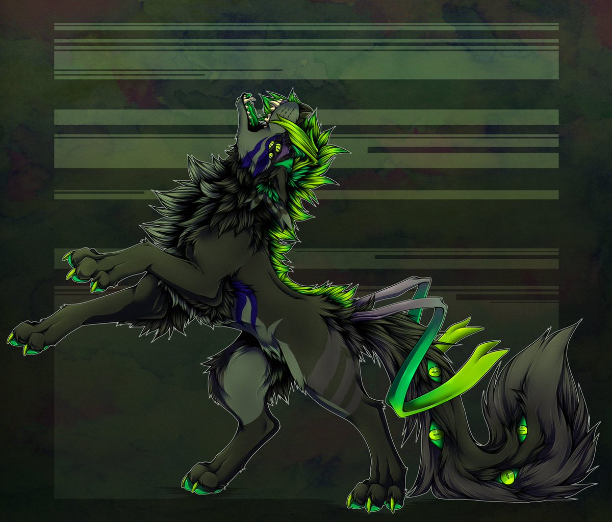 Completed feral YCH i forgot to post for @/witheringwolf_ !

Looooove drawing ferals, really takes me back to my roots!