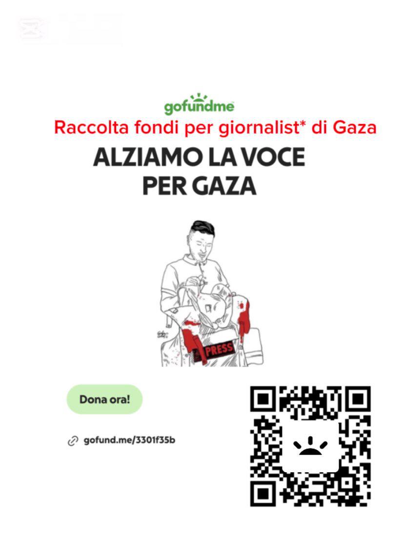 "Alziamo la voce per Gaza”: anche su “gofundme” la raccolta fondi <a href="/ODG_CNOG/">Ordine Nazionale dei Giornalisti</a>  per le giornaliste e i giornalisti palestinesi

Confluiranno nel conto attivato da OdG anche le somme devolute attraverso la piattaforma “gofundme”. 
Si può versare inquadrando il QrCode nell'immagine