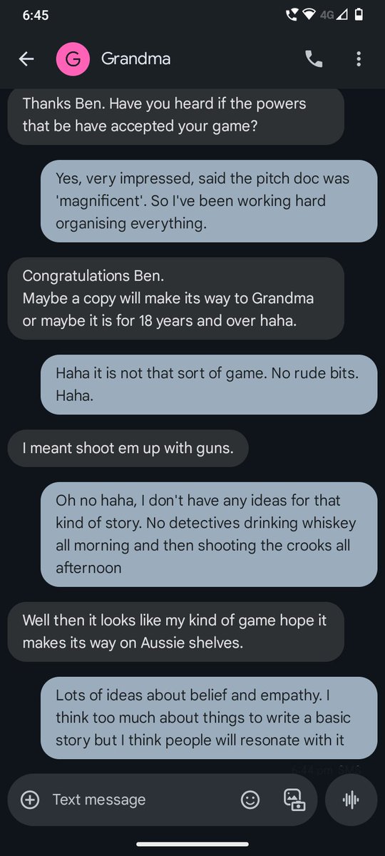 Reassured my grandma that I'm not making a porno game.