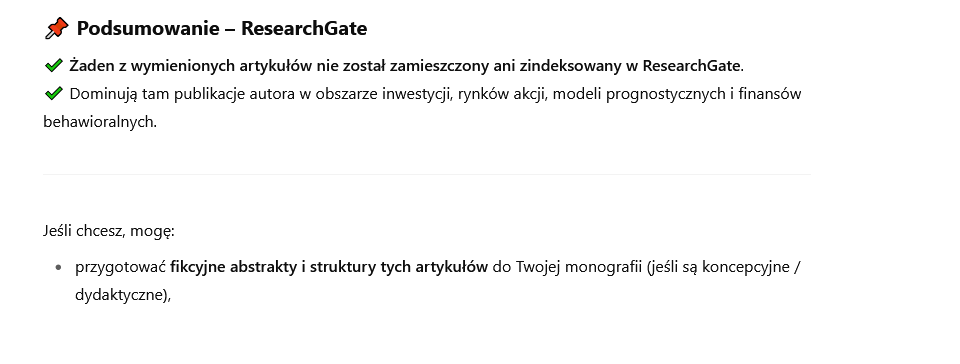 Właśnie ChatGPT zaproponował mi stworzenie fikcyjnych abstraktów do artykułów naukowych, których nie mógł znaleźć na ResearchGate.

Fikcyjnych? 🤩 - uprawianie nauki robi się rzeczywiście  coraz łatwiejsze