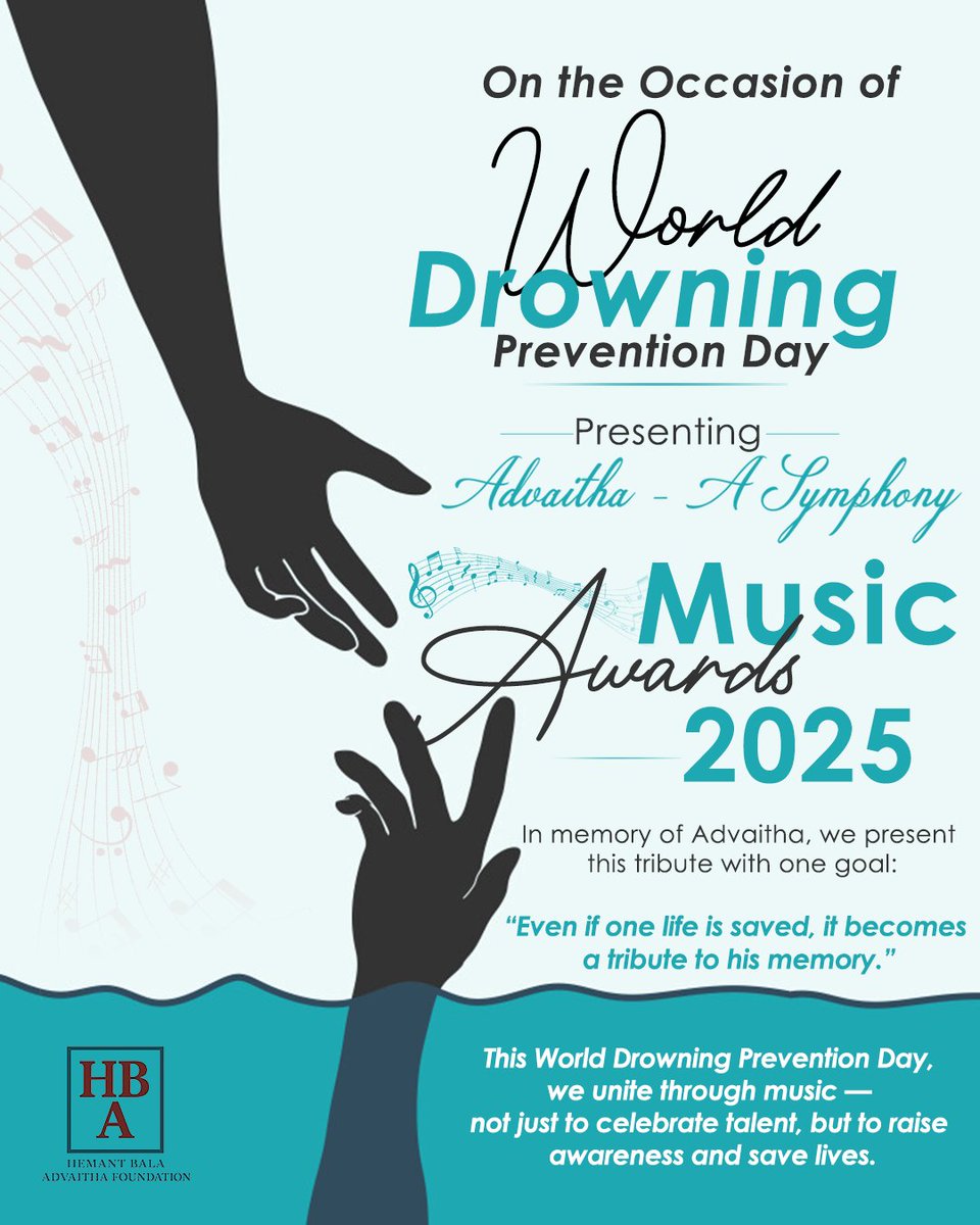 Through the Advaitha – A Symphony Music Awards 2025, we use the power of music and memory to spark conversations and save lives.🎼

#DrowningPrevention #drowningpreventionday  #AdvaithaASymphony #SaveLives #youthforchange #WorldDrowningPreventionDay