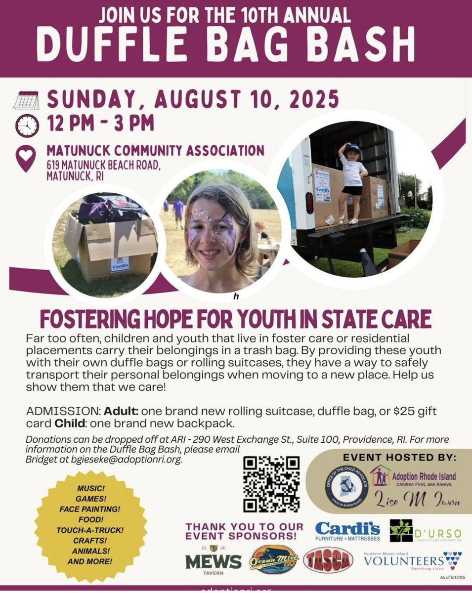 Friendly reminder to mark your calendar. The Duffle Bag Bash is coming up soon.