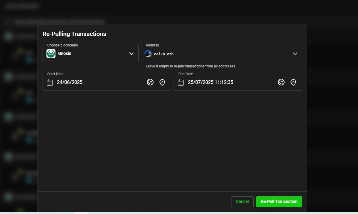 LefterisJP's tweet image. Are you missing past events in your @rotkiapp?
This can happen if at any point your RPC was not synced, there was hiccup at an indexer etc.
But you can now recheck past time ranges for a chain/address. Any missing transactions are pulled.
Use rotki, make sure it all adds up!