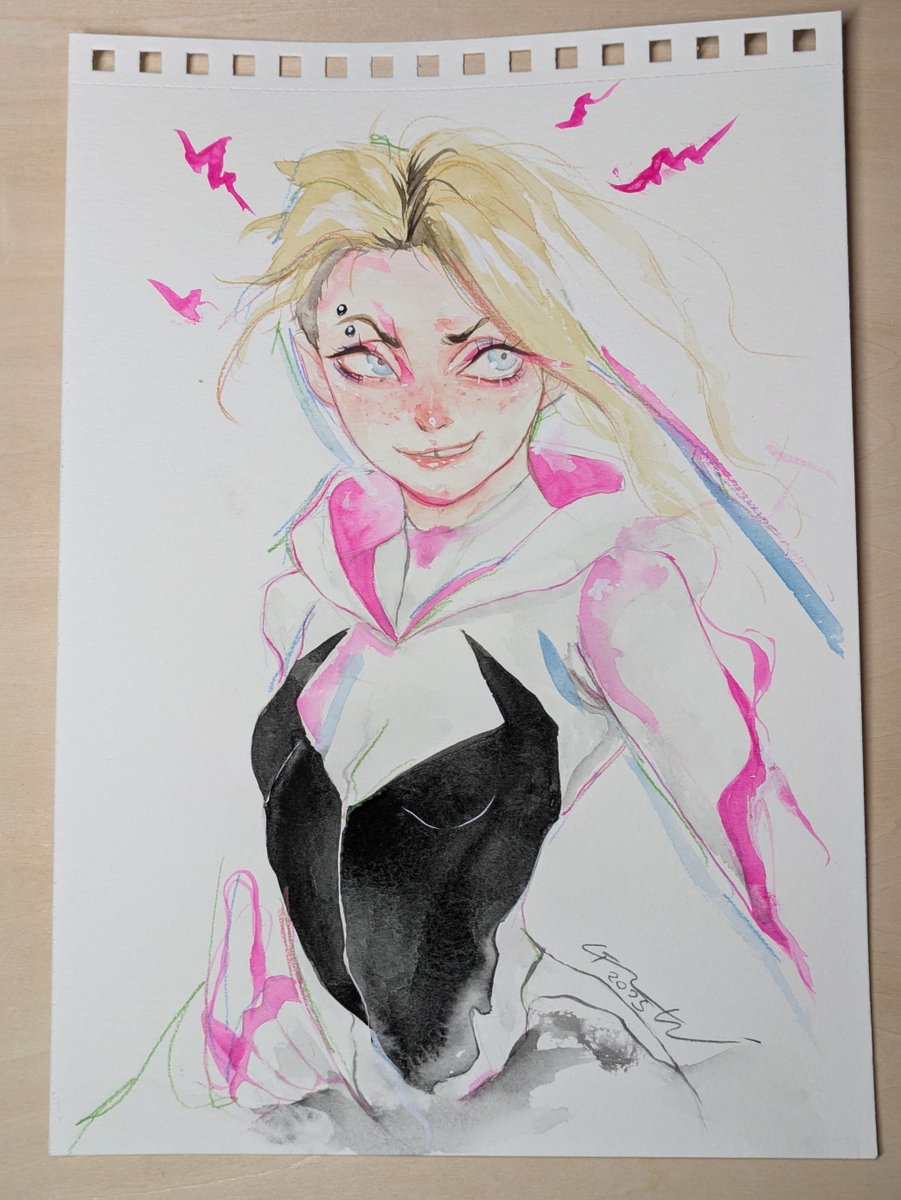 SRB_GENk's tweet image. Commission art
Spider-Gwen / Gwen Stacy
スパイダーグウェン
2025
ご依頼ありがとうございました!!
#江黒元気 #spidergwen #watercolor #水彩画