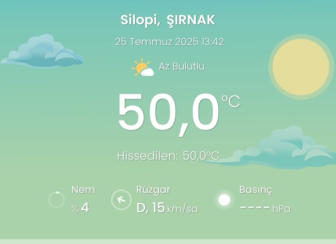 Şırnak Silopi 50 derece