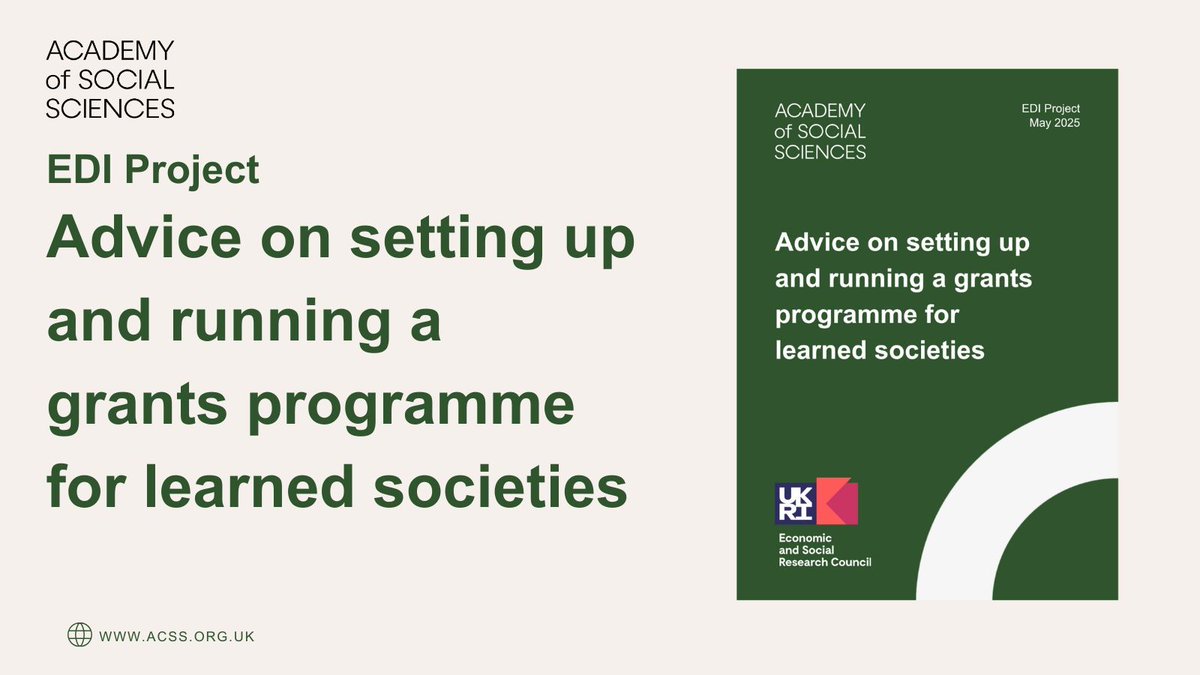 AcadSocSciences's tweet image. Are you a social science society thinking about setting up & running your own grants programme but don’t know where to start? We’ve produced some advice based on our experience of delivering the EDI small grants programme as part of our joint EDI Project. acss.org.uk/wp-content/upl…