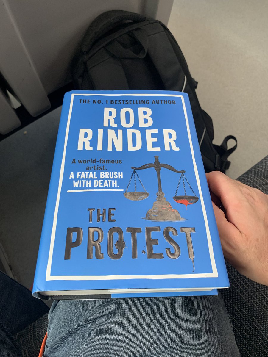 Settling in for my train journey with the third in the Adam Green series of books by <a href="/RobbieRinder/">Rob Rinder</a> Seven pages of prologue and I’m already on the edge of my seat waiting for the twists and turns. ‘The Protest’ ⭐️⭐️⭐️⭐️⭐️