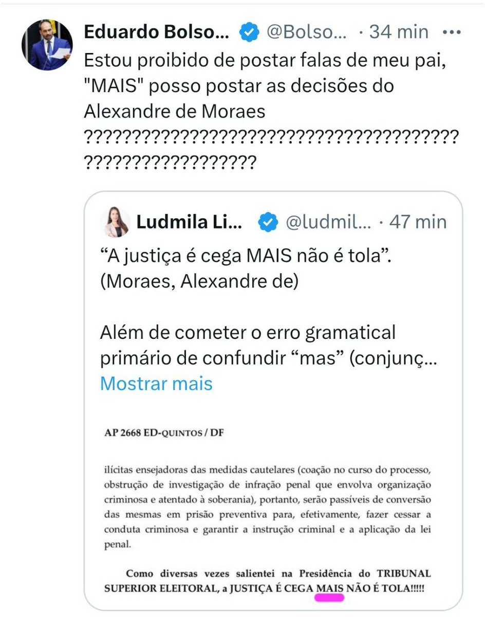 Mais nunca é mas...Alexandre vai dar 24hrs para se trocar o significado das palavras mas e mais