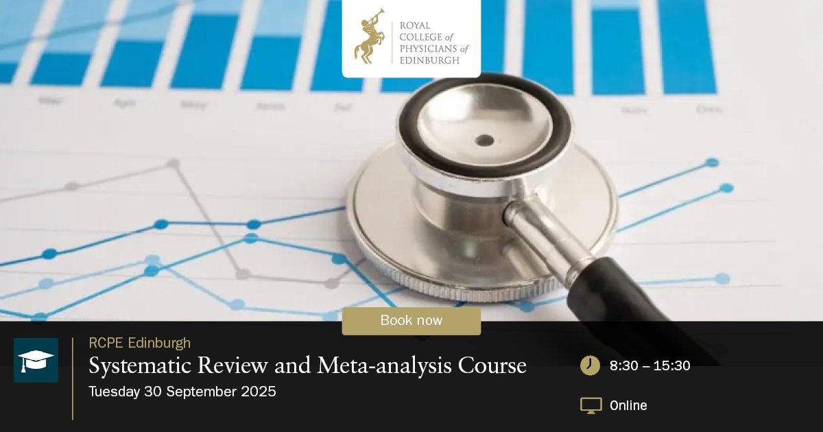 RCPEdin's tweet image. Are you early in your medical training and keen to learn how to conduct or interpret systematic reviews?
Join our one-day introductory course at RCPE. No prior experience required.
Book today: rcpe.ac.uk/events/systema…