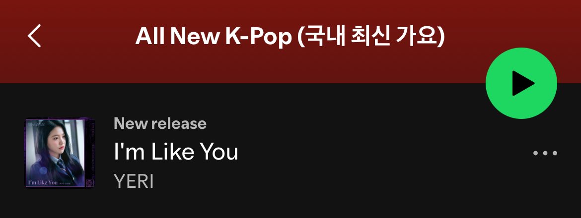 YeriCharts's tweet image. #YERI's "I'm Like You" was added to Spotify's 'All New K-Pop' playlist at #6!
open.spotify.com/playlist/37i9dโฆ