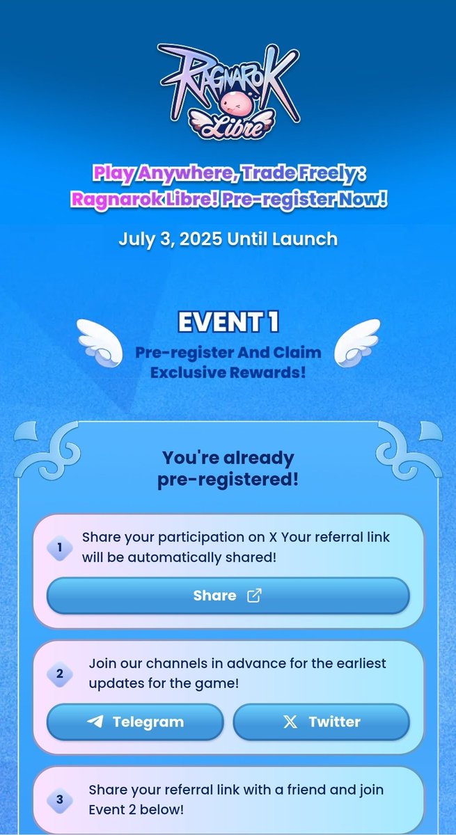 ⚔️ Ragnarok is BACK! 
From Prontera to Payon, the journey begins again. 
Faster, easier, and more fun than ever. 
Pre-register now for <a href="/RagnarokLibre/">Ragnarok Libre</a> and earn bonus rewards 🔥 
ragnaroklibre.com/pre-register?r…