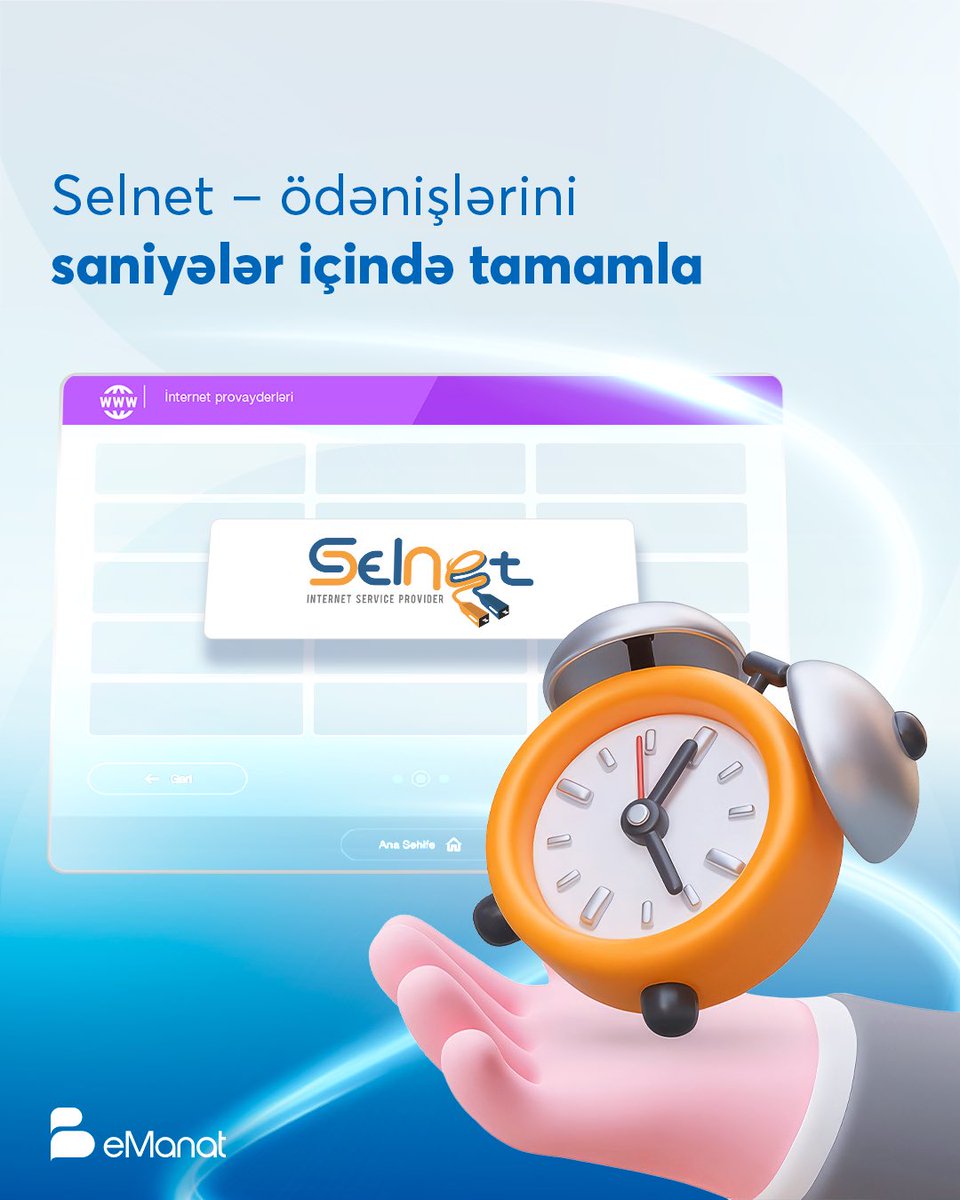 eManat_az's tweet image. Gecikmədən ödə, vaxtını boşa xərcləmə! 💸
Selnet ödənişlərini eManat-la anında köçür! ⚡🟢

#eManat #terminal #Selnet