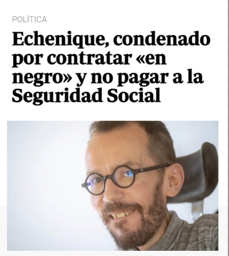 El Aguijón 🐝 (@elaguijon_) on Twitter photo Condenado un político de Podemos por explotar a un trabajador inmigrante sin contrato y sin seguridad social.
¿Te suena <a href="/PabloEchenique/">Pablo Echenique</a>? Condenado un político de Podemos por explotar a un trabajador inmigrante sin contrato y sin seguridad social.
¿Te suena <a href="/PabloEchenique/">Pablo Echenique</a>?