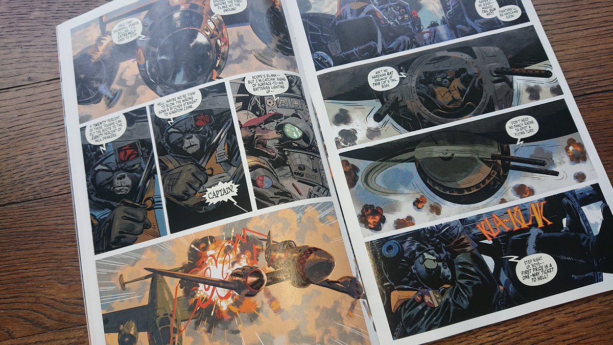 OKComics's tweet image. Escape #1 by @Remender and #DanielAcuna is the best first issue I've read for ages. Anthropomorphic aviators in World War II. Instantly likeable characters. Real sense of peril.
We're finalising our order quantities now, so if you want it, email shop@okcomics.co.uk asap.