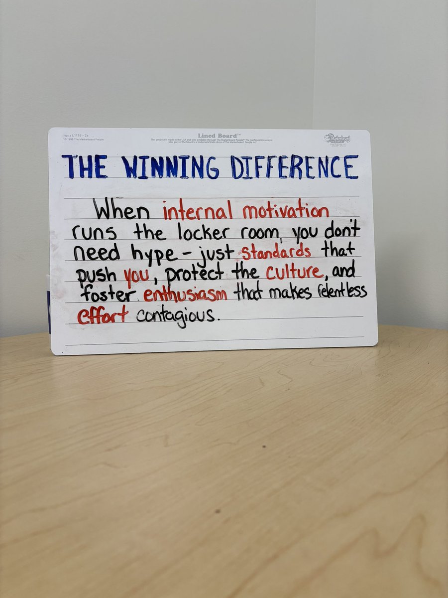 It’s up to you.

When internal motivation runs the locker room, you don’t need the hype-just standards that push you, protect the culture and foster enthusiasm that makes relentless effort contagious.
