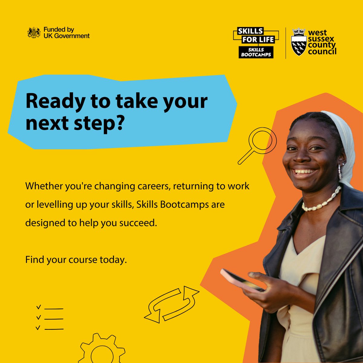 WSCCNews's tweet image. 🚀 A new pathway to skilled jobs in West Sussex! Our Skills Bootcamps offer career-ready, accredited training across the county. Fast, flexible and focused on real employer needs. Learn more: orlo.uk/WMGo6