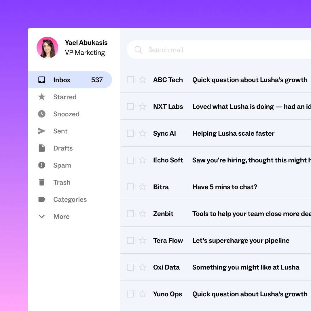 Another day, another batch of cold emails gets ignored.

Want yours to get replies?

🗓️ Join us Monday, July 28 at 11:00 AM ET
🎤 Charlotte Johnson shares her playbook for standing out in the inbox.

👉 Register here: lusha.pulse.ly/3jwjxnizwg
