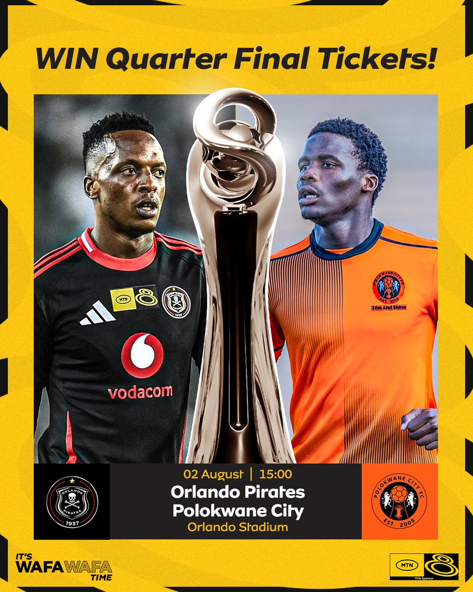 MTN8's tweet image. Weekend = locked in ✅⚽️
Where will you be watching this match-up? Predict the score and get a chance to watch it live with 4 friends and see your prediction come TRUE!🎟️🔥
Entries close on Saturday the 26th of July
#WafaWafa #MTN8
T&Cs apply