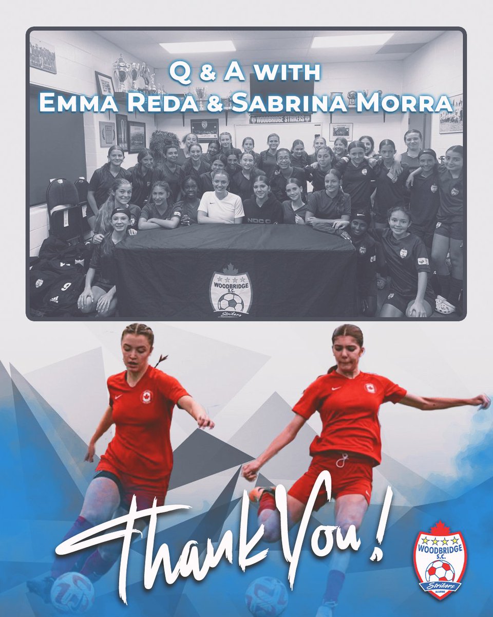 Thanks to Woodbridge SC alumni &amp; NDC Ontario players, Emma Reda and Sabrina Morra, for sharing their journeys &amp; hosting a Q&amp;A with our U13/U14 OPDL teams. From House League to Canada's National Development Program, your dedication inspires us! Keep shining!