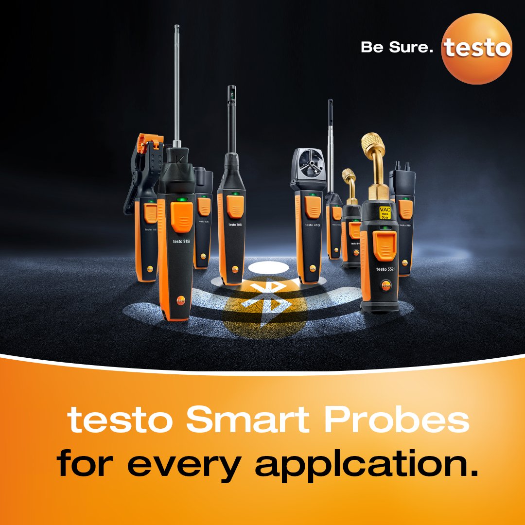 TestoLimited's tweet image. Measure Smarter, Not Harder! 🚀
The testo Smart Probes bring precision and portability right to your smartphone. Get all your essential HVAC/R measurements with ultimate flexibility and seamless integration into the testo Smart App.